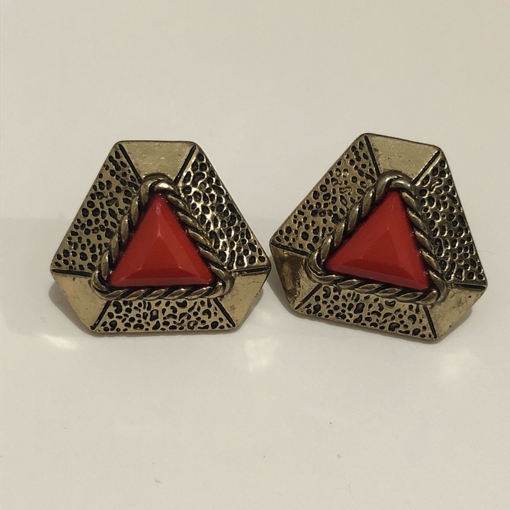 Earrings red & gold primark